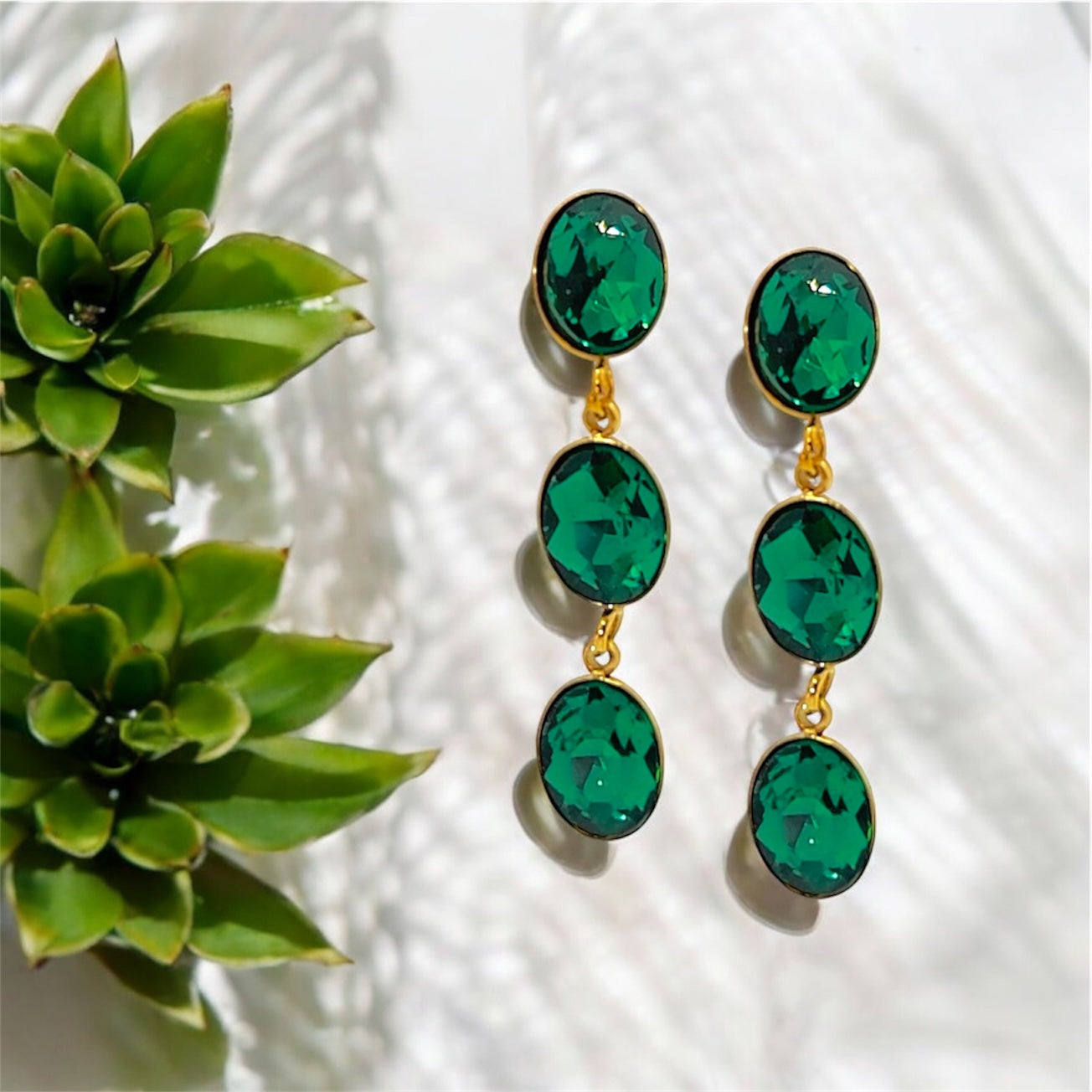 Boucle d'oreille Marion vert