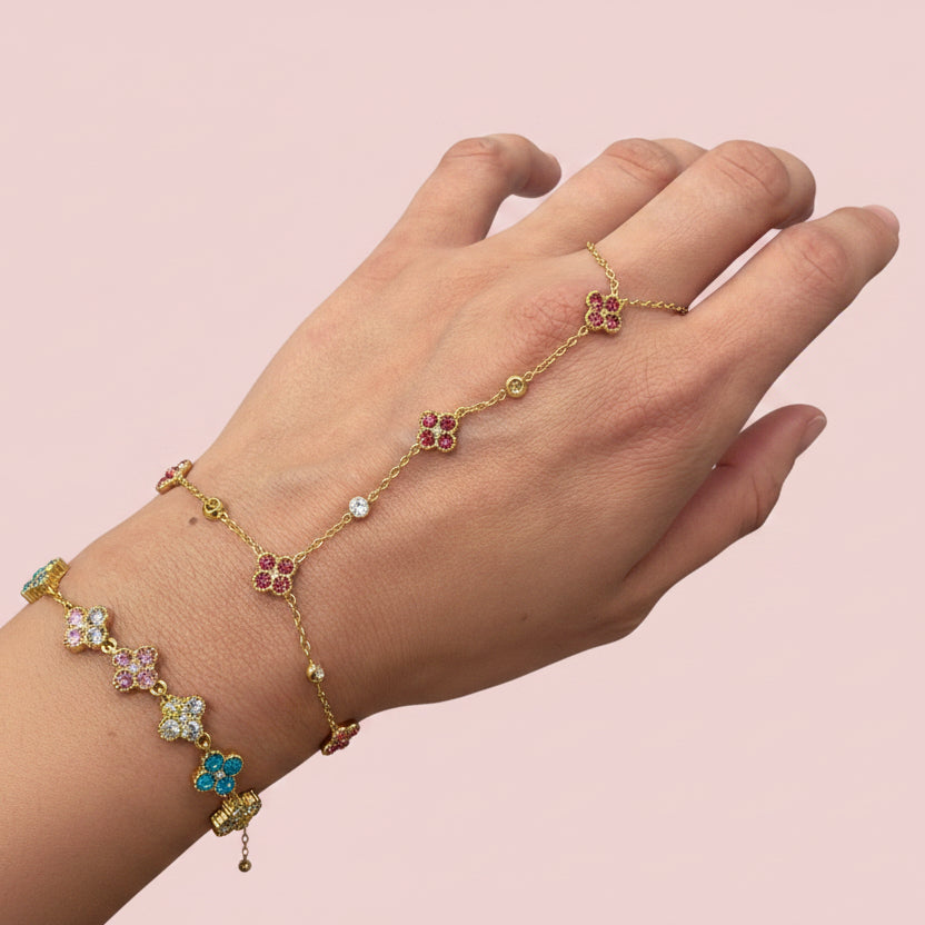 Chaine de main Sultana Rose fuchsia