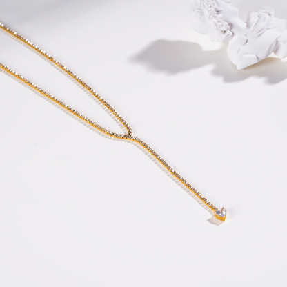 Collier Y cœur brillant