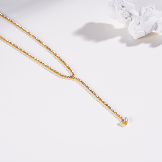 Collier Y cœur brillant