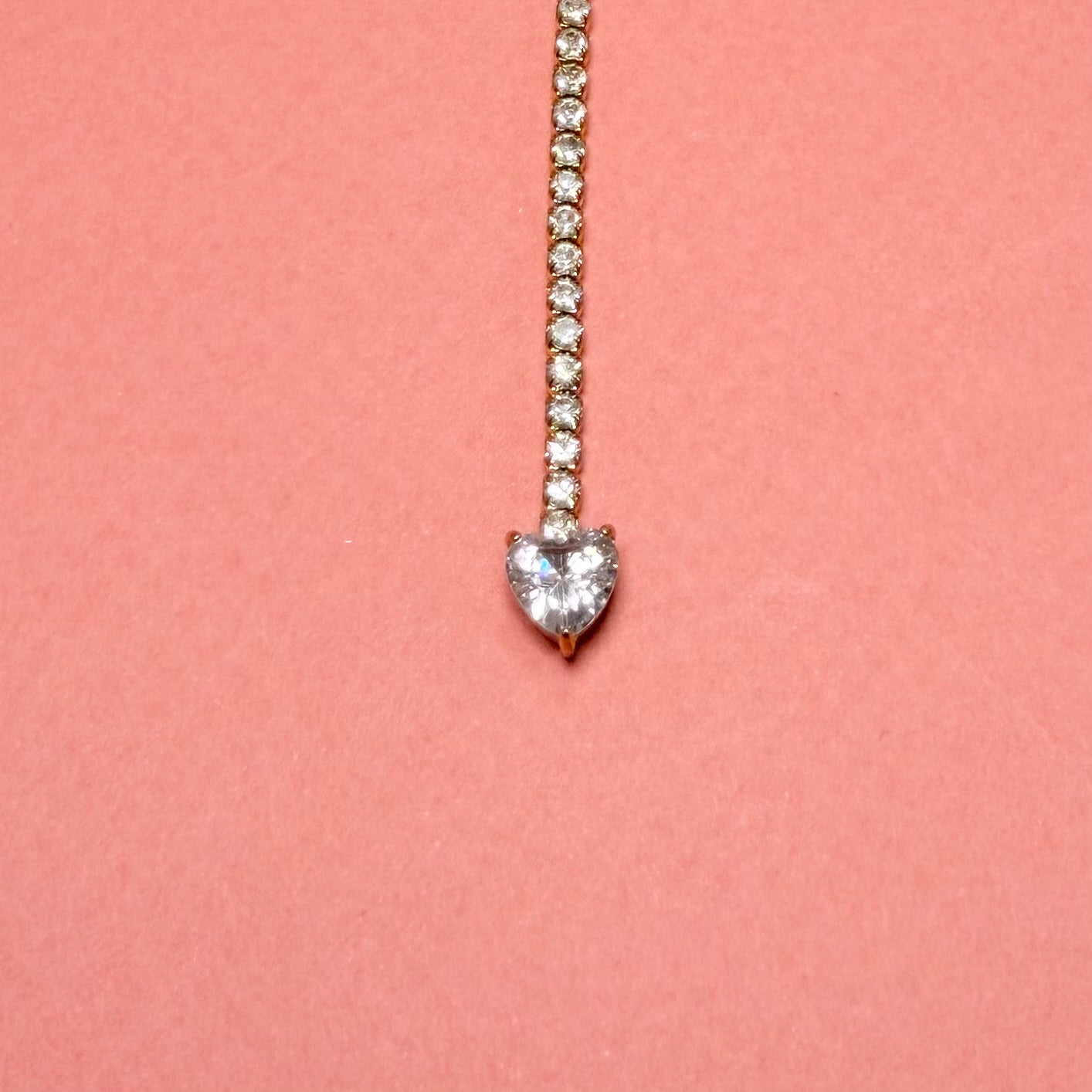 Collier Y cœur brillant