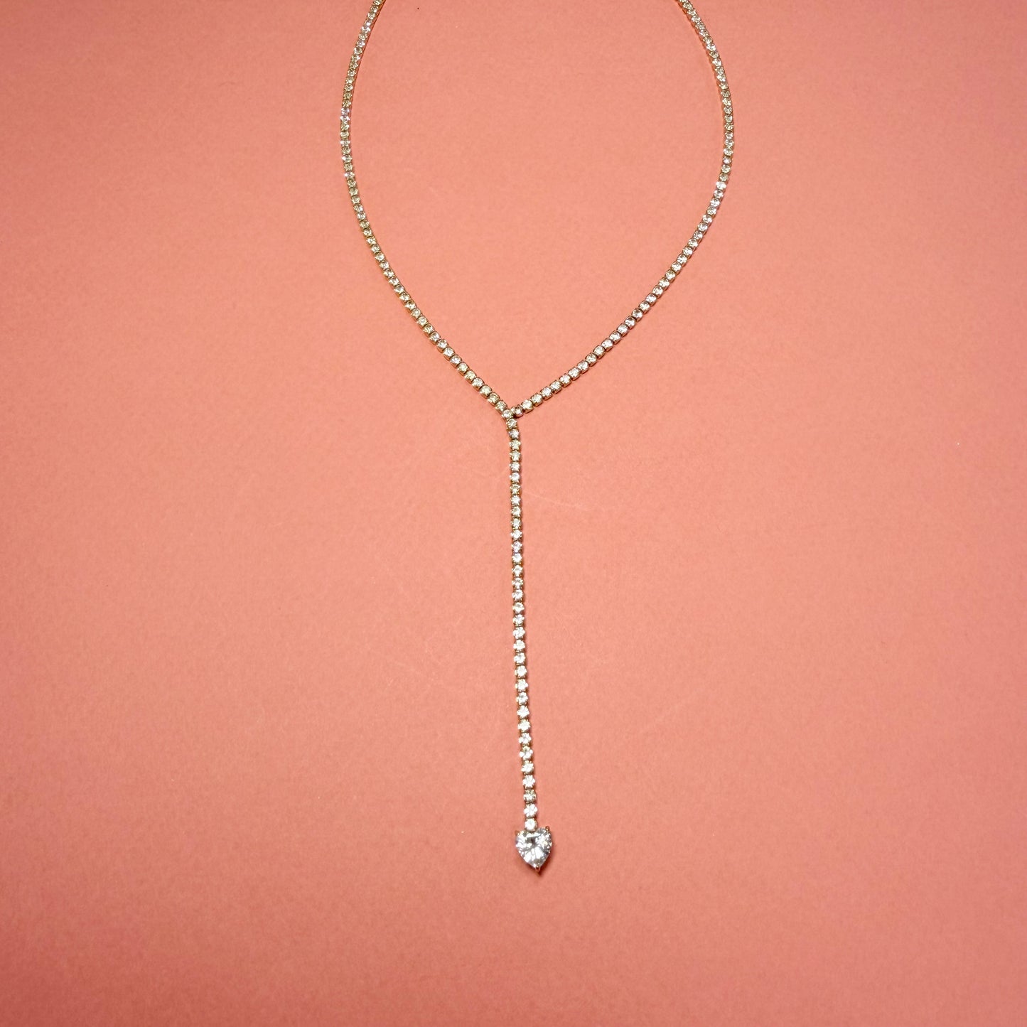 Collier Y cœur brillant