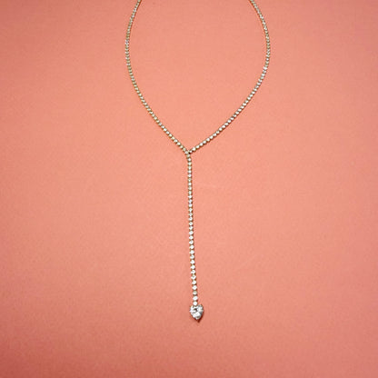 Collier Y cœur brillant