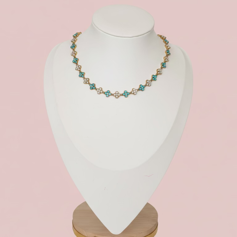 Collier Sultana Blanc et bleu