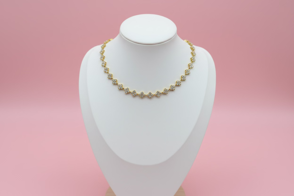 Collier Sultana blanc doré